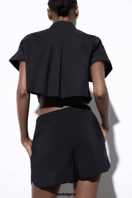 Zara облекло 66FT619 Жени шорти с шнур черен