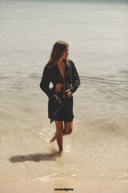 Zara облекло 66FT621 Жени структурирани шорти черен