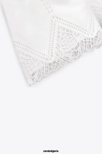 Zara облекло 66FT622 Жени гипюрови къси панталони с висока талия бяло