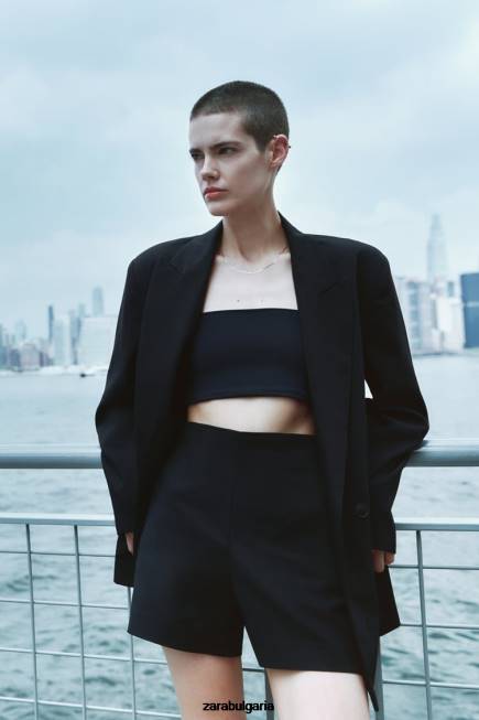 Zara облекло 66FT626 Жени шорти с висока талия черен