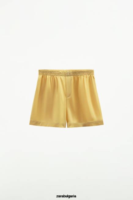 Zara облекло 66FT629 Жени изпрани шорти от поплин ванилия