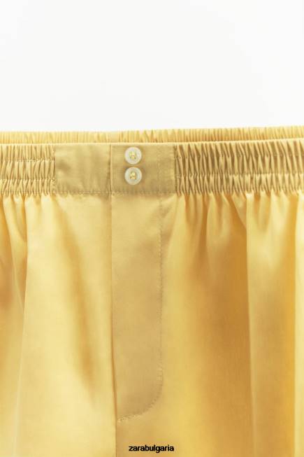 Zara облекло 66FT629 Жени изпрани шорти от поплин ванилия