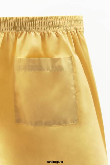 Zara облекло 66FT629 Жени изпрани шорти от поплин ванилия