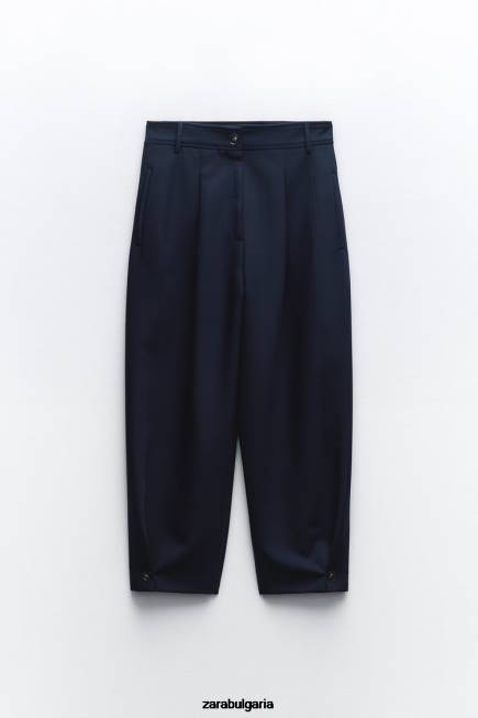 Zara облекло 66FT492 Жени плисирани стеснени панталони тъмносин