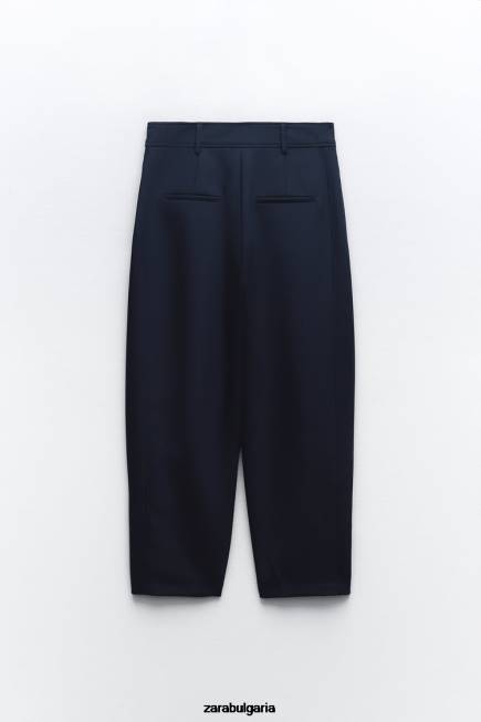 Zara облекло 66FT492 Жени плисирани стеснени панталони тъмносин