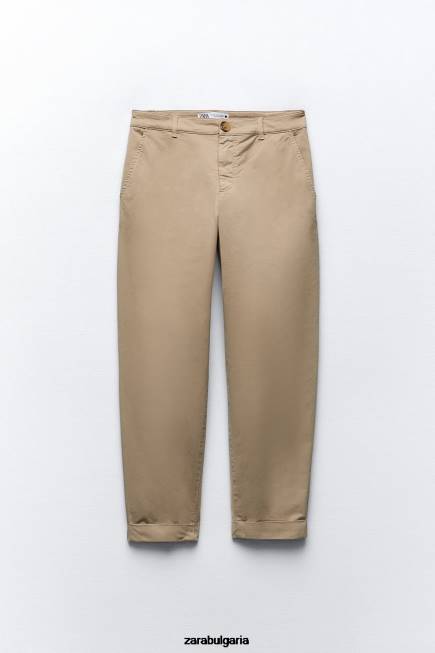 Zara облекло 66FT499 Жени чино панталони средна камила