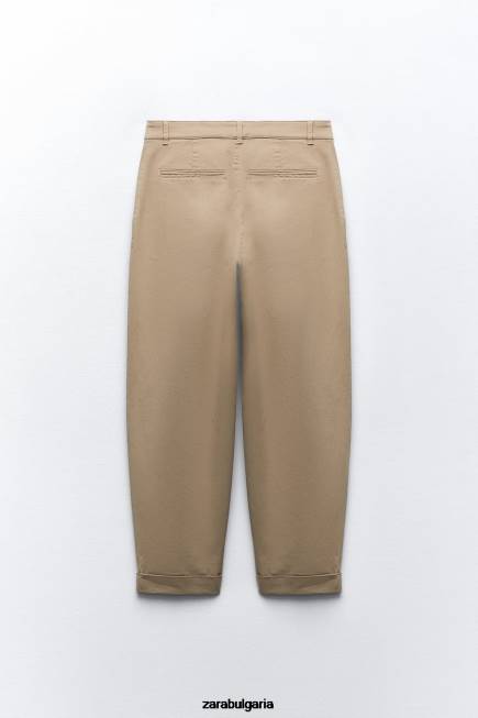Zara облекло 66FT499 Жени чино панталони средна камила