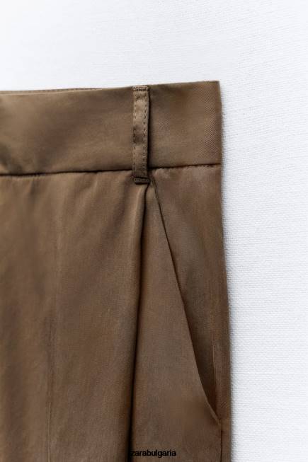 Zara облекло 66FT873 Жени панталони с пълна дължина кафяво/сива