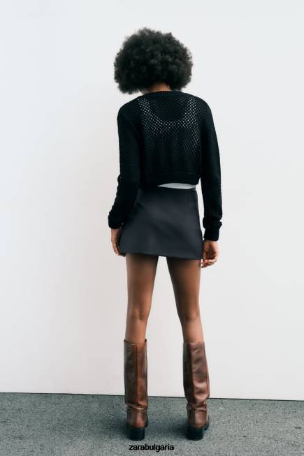 Zara облекло 66FT528 Жени асиметрична корта бензиново синьо