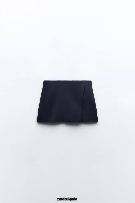 Zara облекло 66FT528 Жени асиметрична корта бензиново синьо