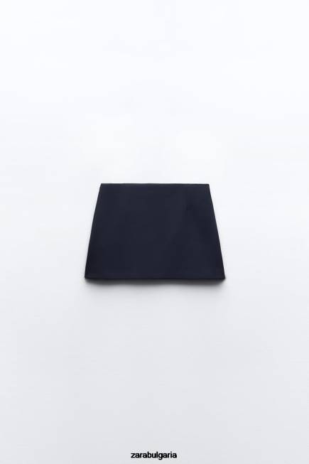 Zara облекло 66FT528 Жени асиметрична корта бензиново синьо