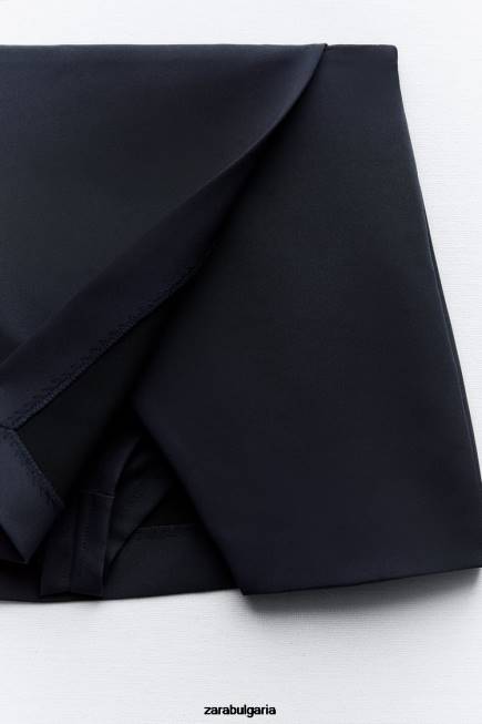 Zara облекло 66FT528 Жени асиметрична корта бензиново синьо