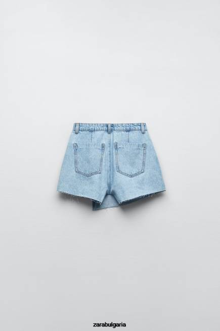 Zara облекло 66FT534 Жени z1975 обвивка с копчета светло синьо