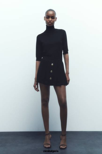 Zara облекло 66FT539 Жени плисирана юбка черен