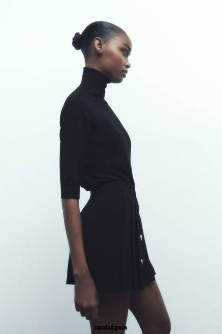 Zara облекло 66FT539 Жени плисирана юбка черен