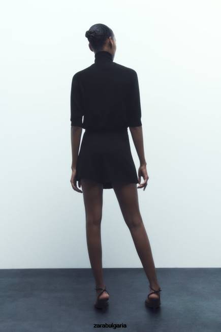 Zara облекло 66FT539 Жени плисирана юбка черен