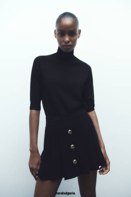 Zara облекло 66FT539 Жени плисирана юбка черен