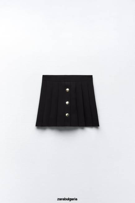 Zara облекло 66FT539 Жени плисирана юбка черен