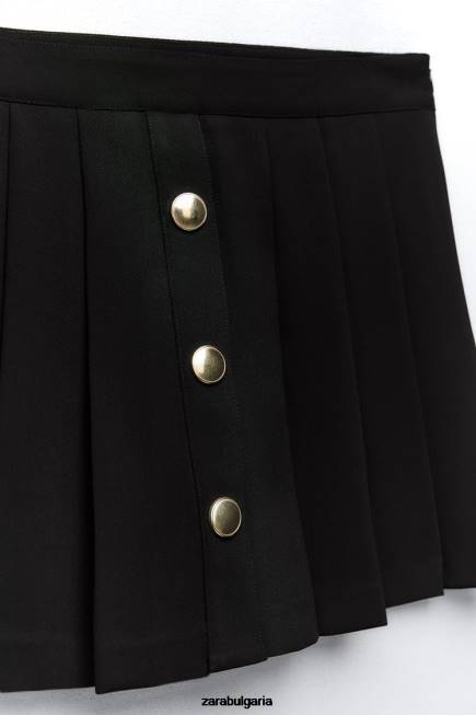 Zara облекло 66FT539 Жени плисирана юбка черен