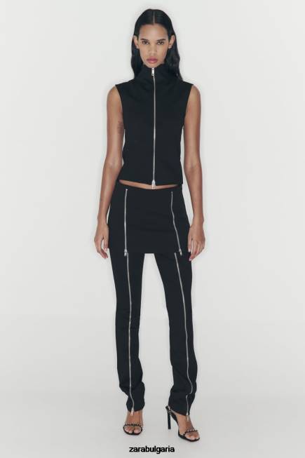 Zara облекло 66FT550 Жени корт с цип черен