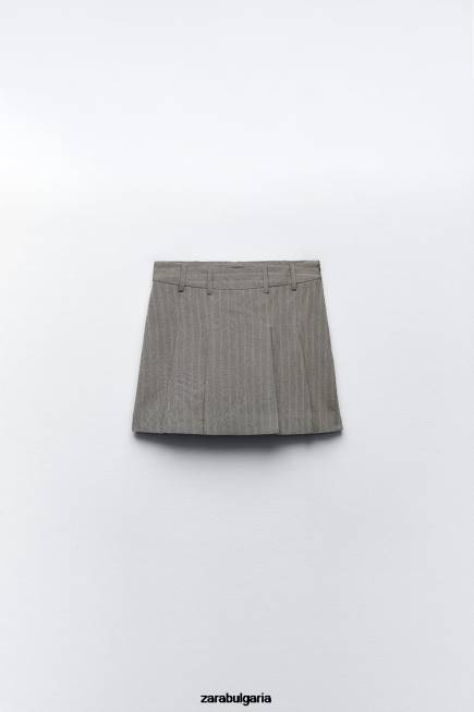 Zara облекло 66FT556 Жени скорт от рибена кост сив мергел