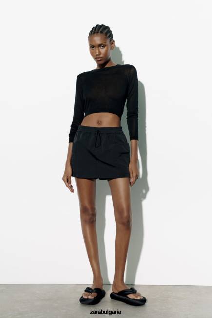 Zara облекло 66FT557 Жени найлонова корта черен