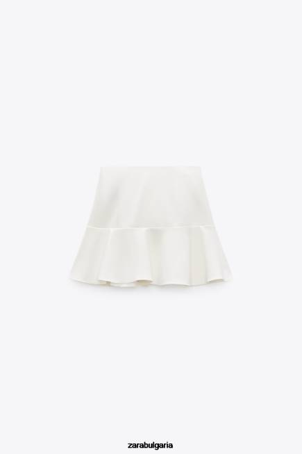 Zara облекло 66FT560 Жени лък тапицерия skort бяла стрида