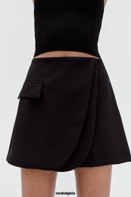 Zara облекло 66FT567 Жени обвийте предния капак черен