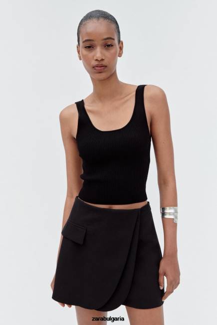Zara облекло 66FT567 Жени обвийте предния капак черен