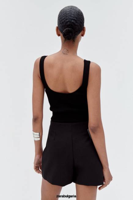 Zara облекло 66FT567 Жени обвийте предния капак черен