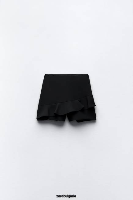 Zara облекло 66FT589 Жени разрошен шорт черен