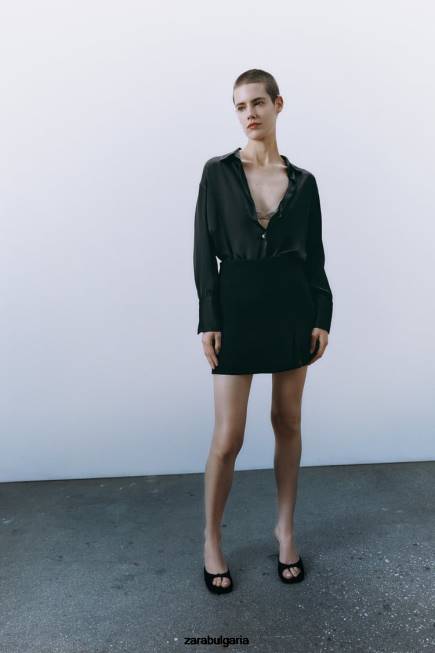 Zara облекло 66FT598 Жени шорт с цепка черен