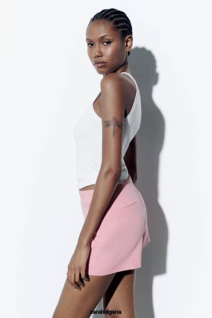 Zara облекло 66FT617 Жени асиметрична корта пастелно розово