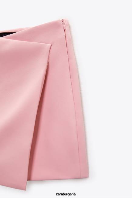 Zara облекло 66FT617 Жени асиметрична корта пастелно розово
