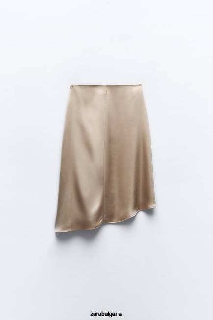 Zara облекло 66FT631 Жени а/силуетна пола със сатенен ефект бежово/розово