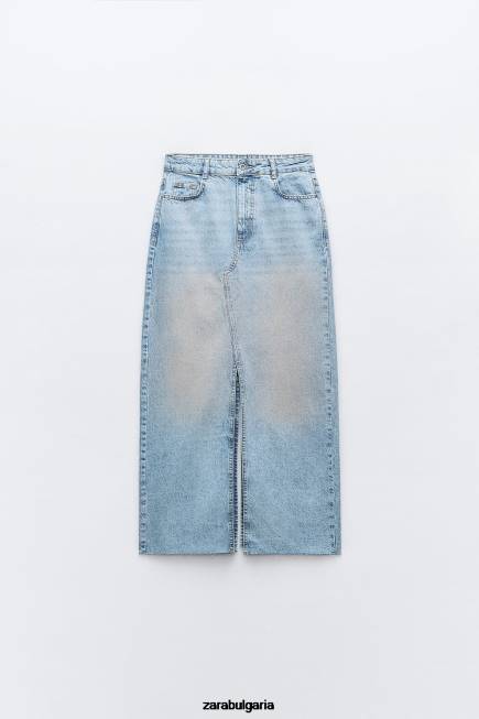 Zara облекло 66FT632 Жени z1975 изпрана дънкова пола с цепки розово