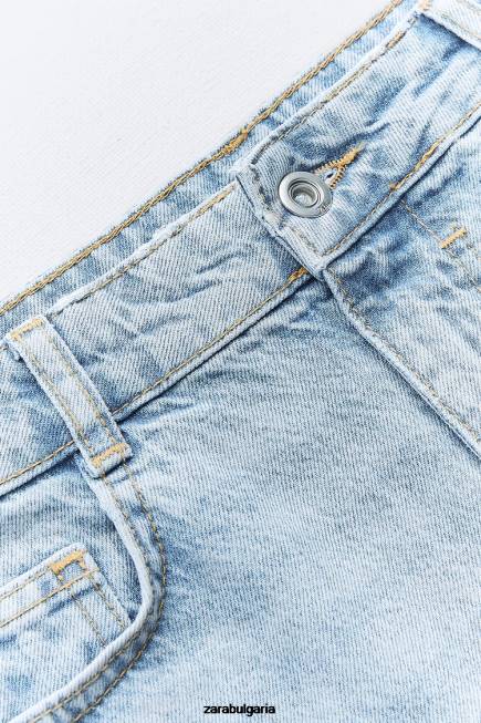 Zara облекло 66FT632 Жени z1975 изпрана дънкова пола с цепки розово