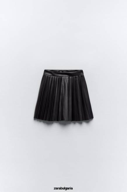 Zara облекло 66FT639 Жени мини пола от изкуствена кожа черен
