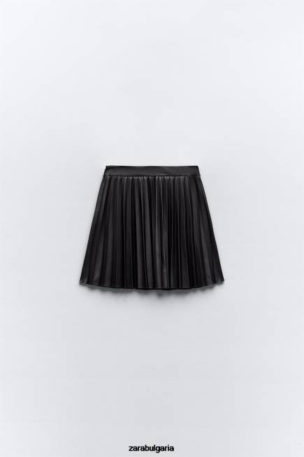 Zara облекло 66FT639 Жени мини пола от изкуствена кожа черен