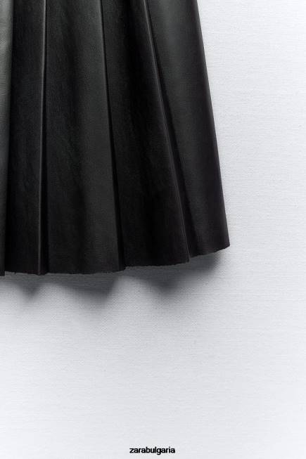 Zara облекло 66FT639 Жени мини пола от изкуствена кожа черен
