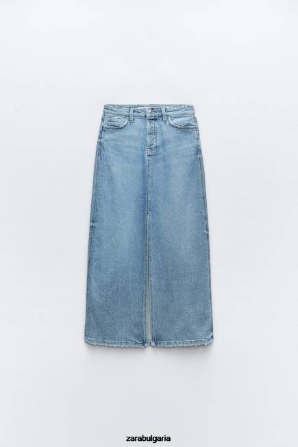 Zara облекло 66FT640 Жени z1975 дънкова миди пола средно синьо