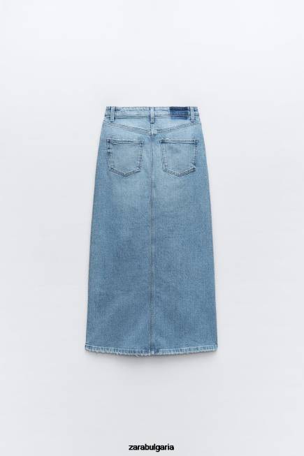 Zara облекло 66FT640 Жени z1975 дънкова миди пола средно синьо