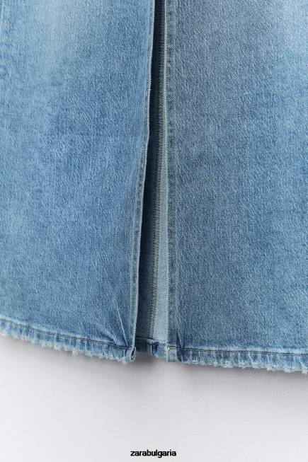 Zara облекло 66FT640 Жени z1975 дънкова миди пола средно синьо