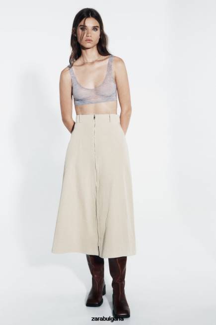 Zara облекло 66FT643 Жени пола-пелерина с цип светло бежово