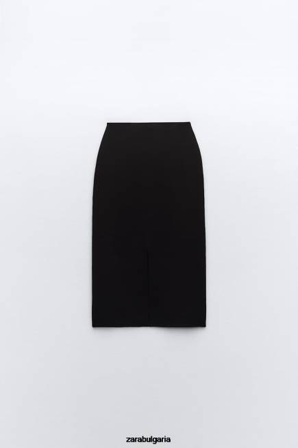 Zara облекло 66FT644 Жени плетена миди пола черен