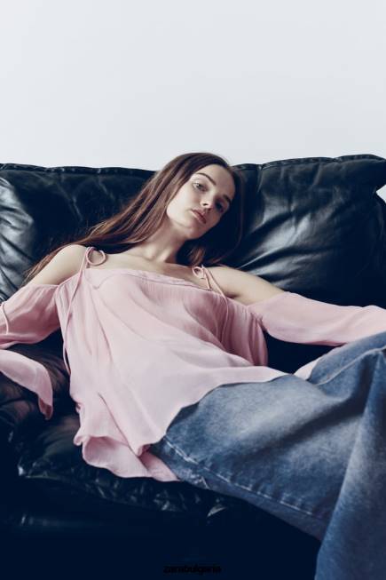 Zara облекло 66FT645 Жени дънкова пола с висока талия zw син