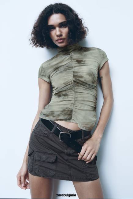 Zara облекло 66FT646 Жени карго мини пола сиво