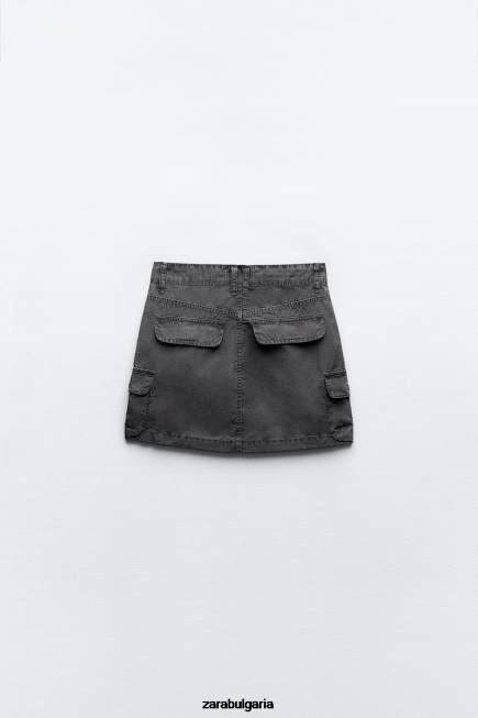 Zara облекло 66FT646 Жени карго мини пола сиво