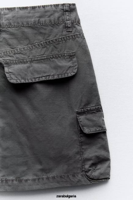 Zara облекло 66FT646 Жени карго мини пола сиво