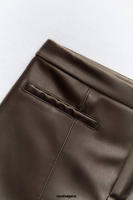 Zara облекло 66FT647 Жени пола с джоб от изкуствена кожа дървени въглища
